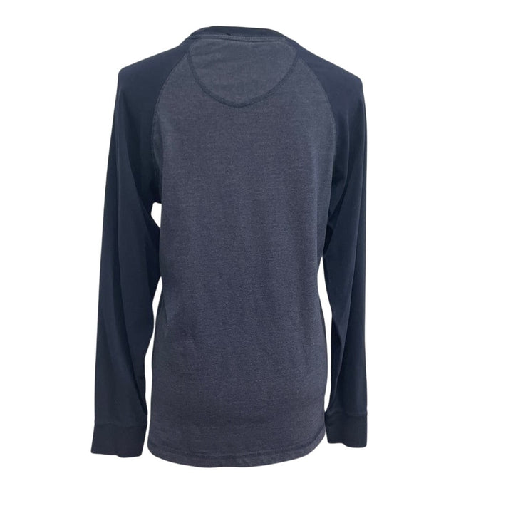 Hand Printed Upcycled Mens Small Planet Earth Long Sleeve Crew Tee Shirt