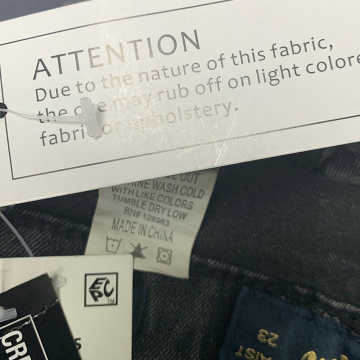 New Indigo Rein Juniors Size 7 Curvy High Rise Crop Distress Recycle Denim Jeans
