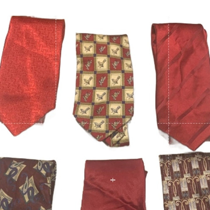 Lot of 6 Gold Red Silver Solid Geometric Vintage and Modern Mens Neck Ties