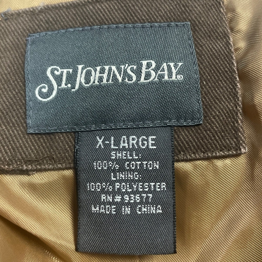 St Johns Bay Mens XL PolyCotton Long Sleeve Button Up Lined Jacket w Pockets