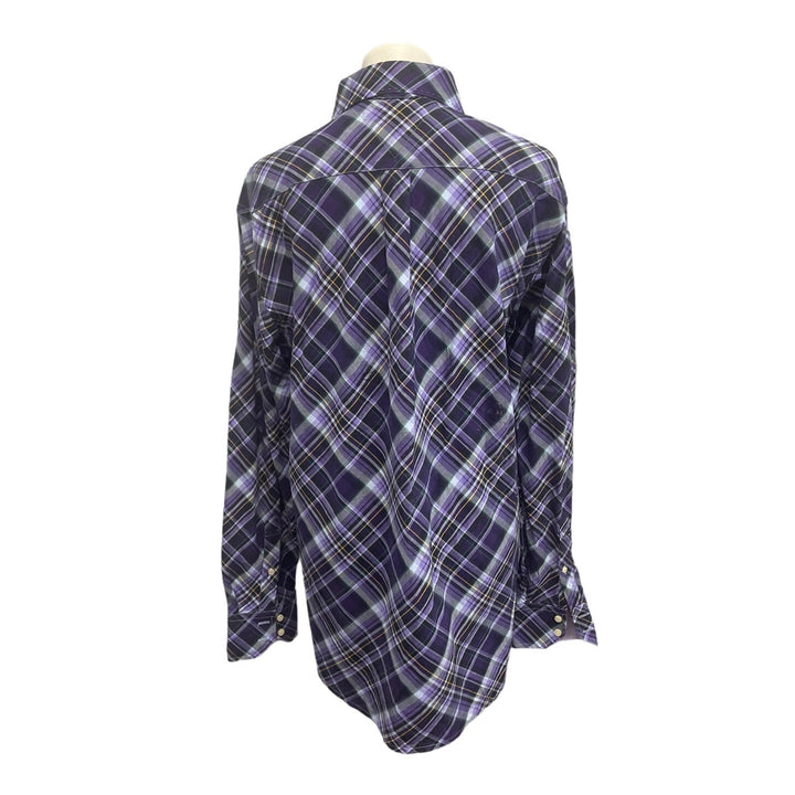 Tommy Hilfiger Mens Medium 100% Cotton Plaid Long Sleeve Button Down Shirt