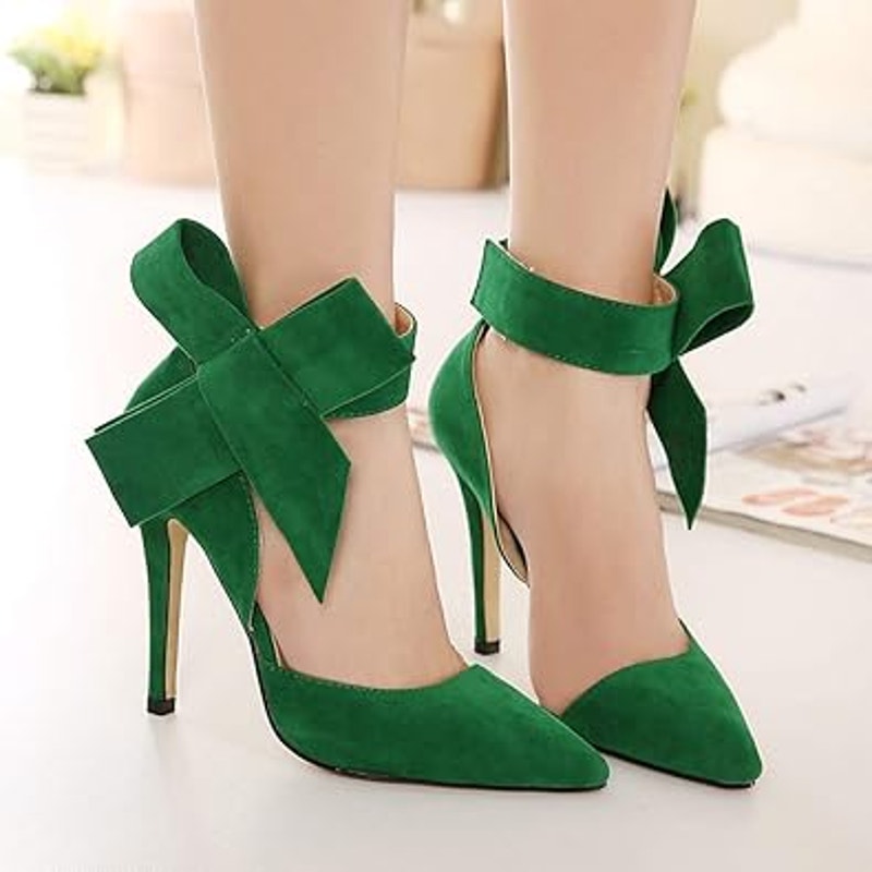 Maiernisi Jessi Womens 9.5 Kelly Green Faux Suede 4.5" Closed Toe Bow Pump Shoes