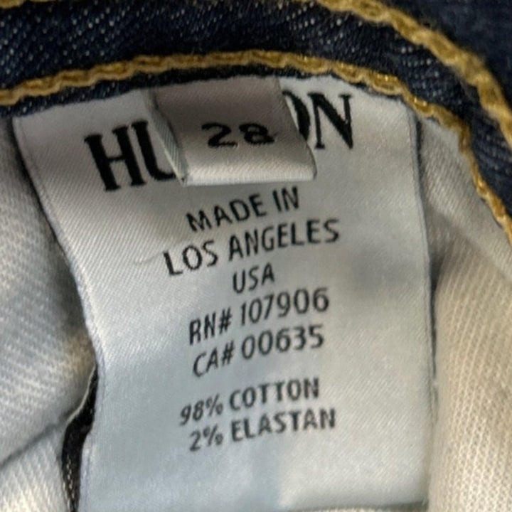 Hudson Womens Size 28 Petite Boot Cut Stretch Cotton Factory Fading Blue Jeans