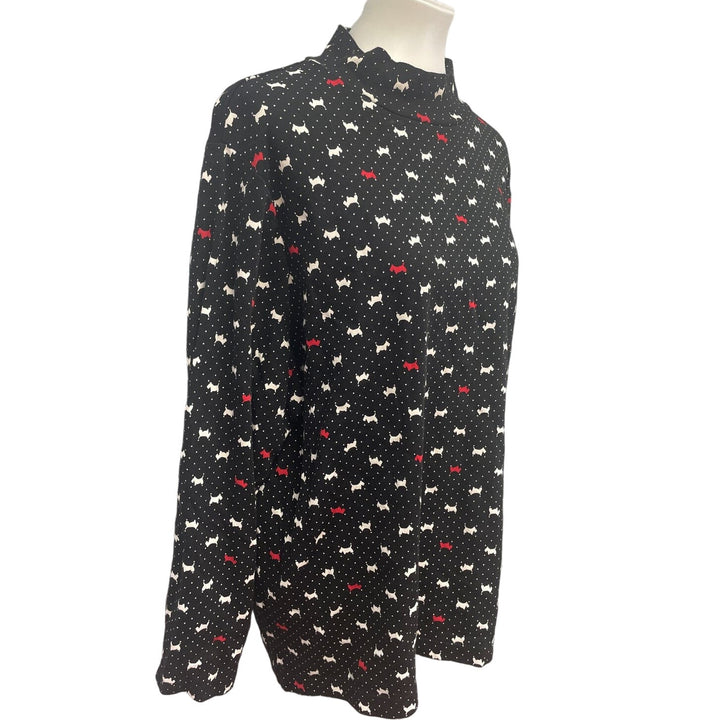 Croft &amp; Barrow Womens Plus Size 3X Long Sleeve Scottie Dog Mock Turtleneck Top