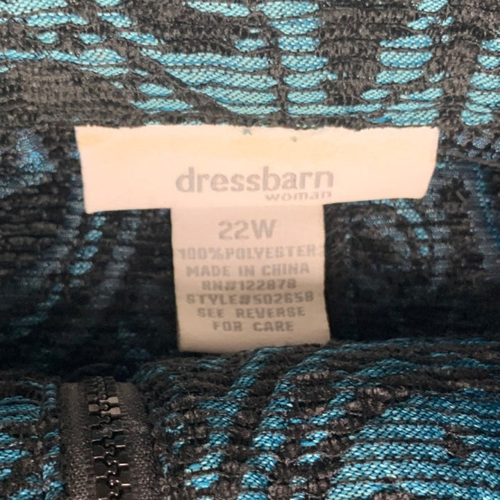 DressBarn Womens 22W 100&amp; Polyester Abstract Floral Long Sleeve Front Zip Jacket