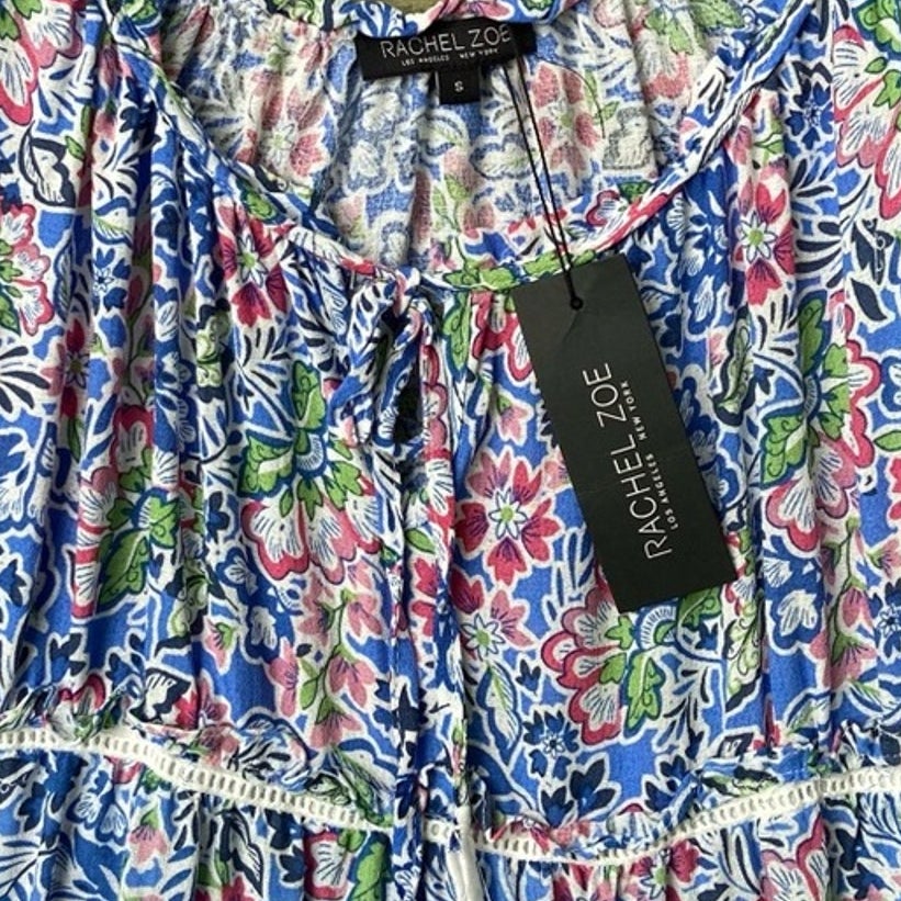 NWT New Rachel Zoe Womens Small Thin Strap Floral Tiered A Line Dress