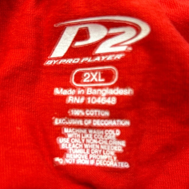 P2 By Pro Player Mens 2XL Wisconsin Short Sleeve 100% Cotton Crew Neck Tee Shirt