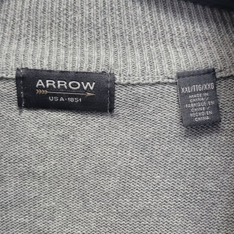 Arrow Mens XXL 100% Cotton Textured Mini Stipes Long Sleeve Zip Up Sweater
