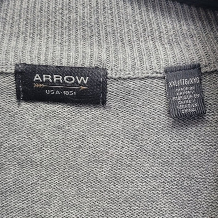 Arrow Mens XXL 100% Cotton Textured Mini Stipes Long Sleeve Zip Up Sweater