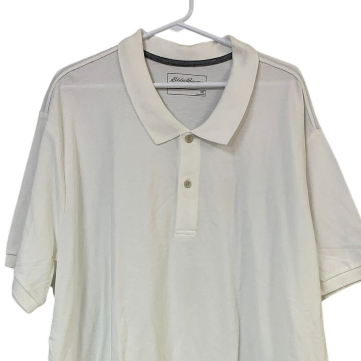 New Eddie Bauer Mens 3XL White Short Sleeve 100% Cotton Classic Polo Shirt