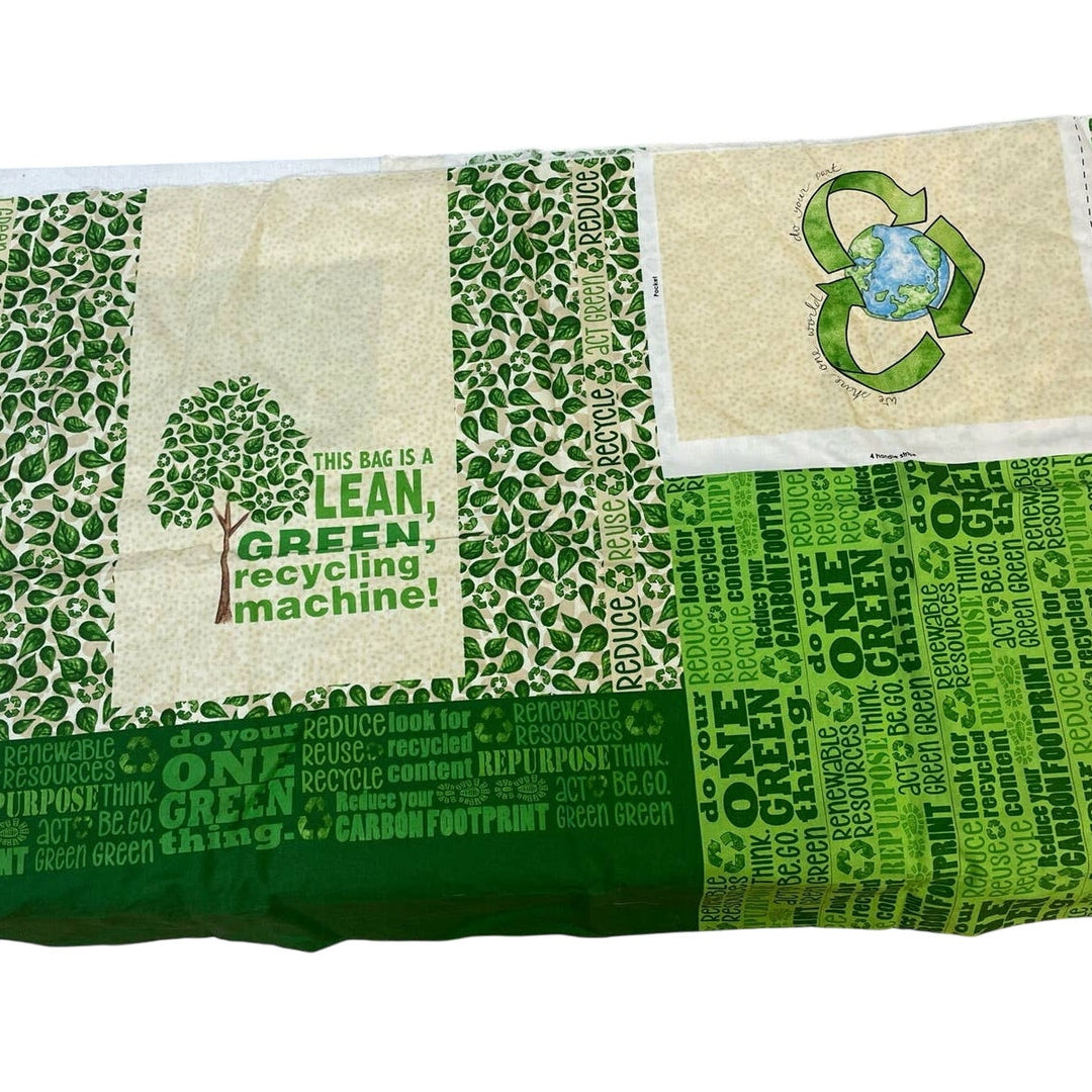 Set of 3 Happy Planet Lean Green Fabric Reuseable Tote Bag Sewing Projects Kit