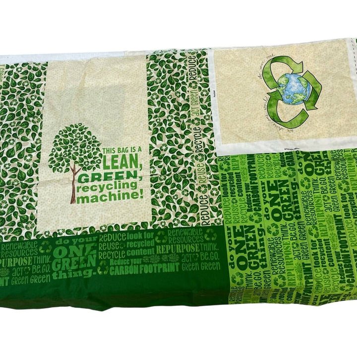 Set of 3 Happy Planet Lean Green Fabric Reuseable Tote Bag Sewing Projects Kit