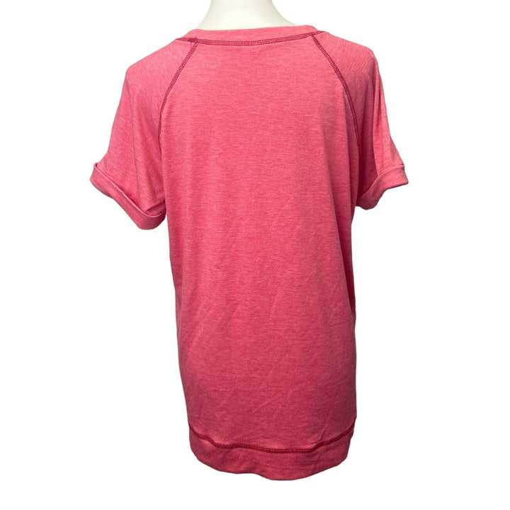 Lot of 2 Womens Large Short Sleeve Polyester Rayon Blend Crew Neck Tee Shirts
