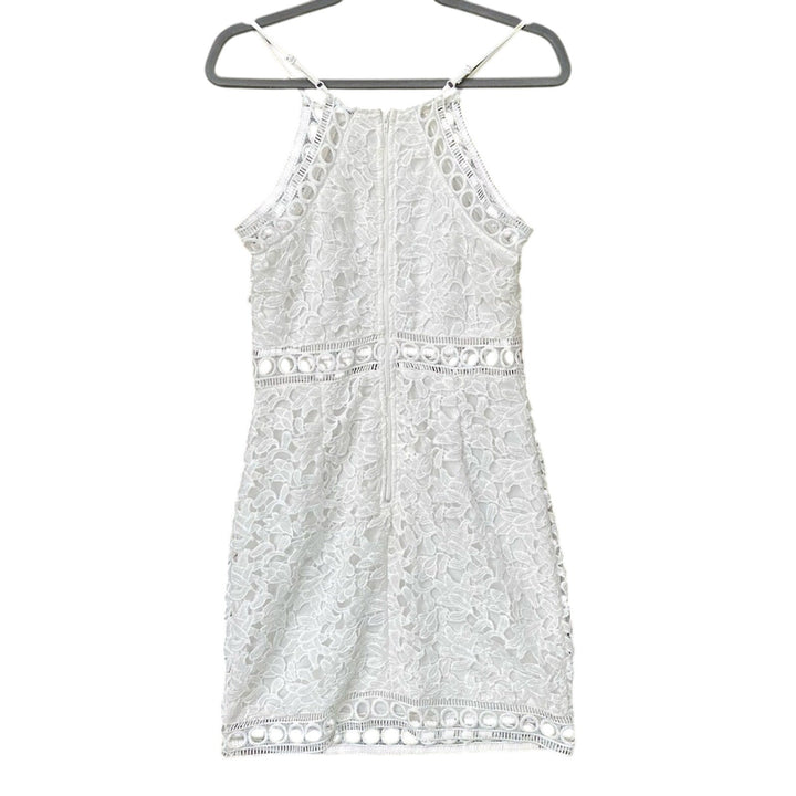 New Charlotte Russe Womens Medium White Floral Lace Embroidered Bodycon Dress