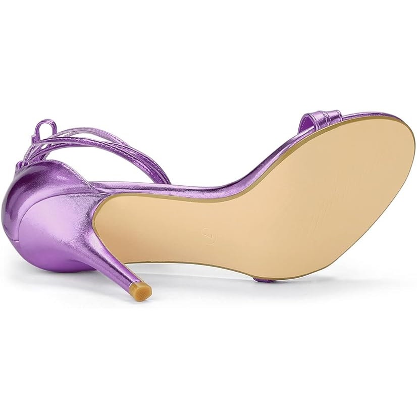 New Allegra K Womens Size 8.5 Purple Open Toe Lace Up Stiletto 4" Heels Sandals
