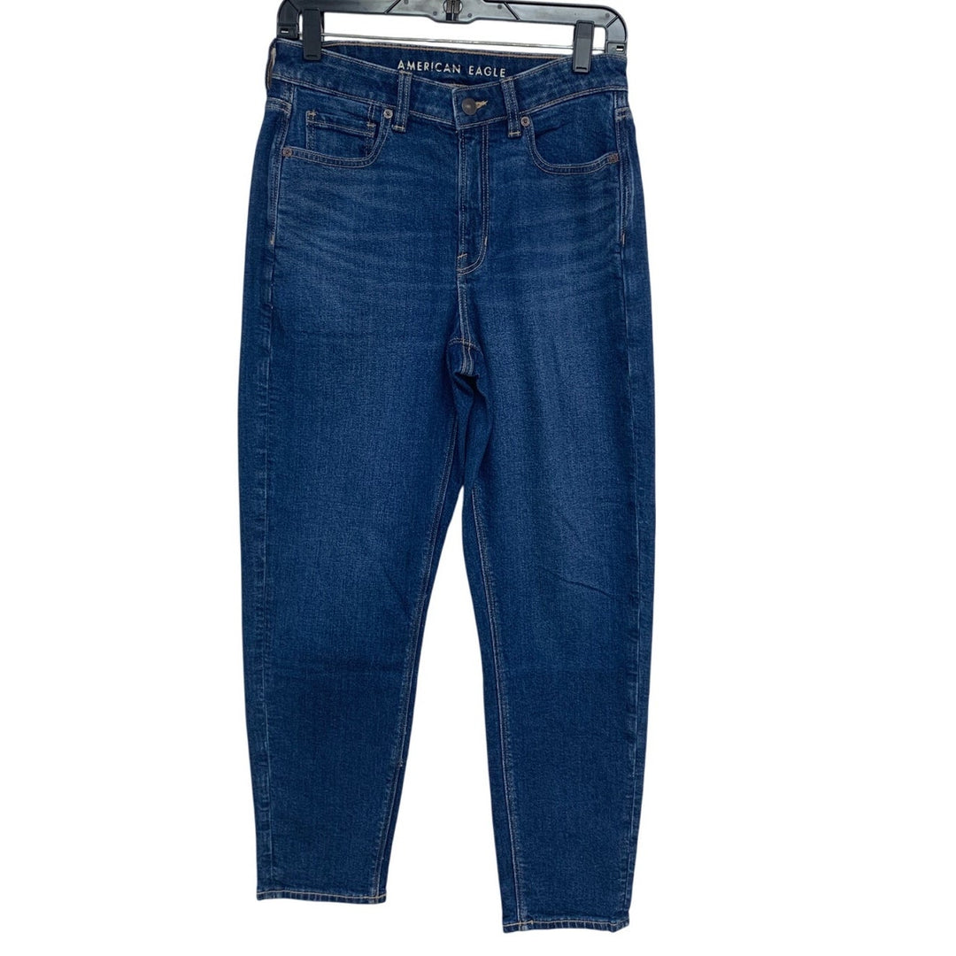 New American Eagle Size 4 Cotton Blend Stretch Mom Jeans Denim Blue Jeans