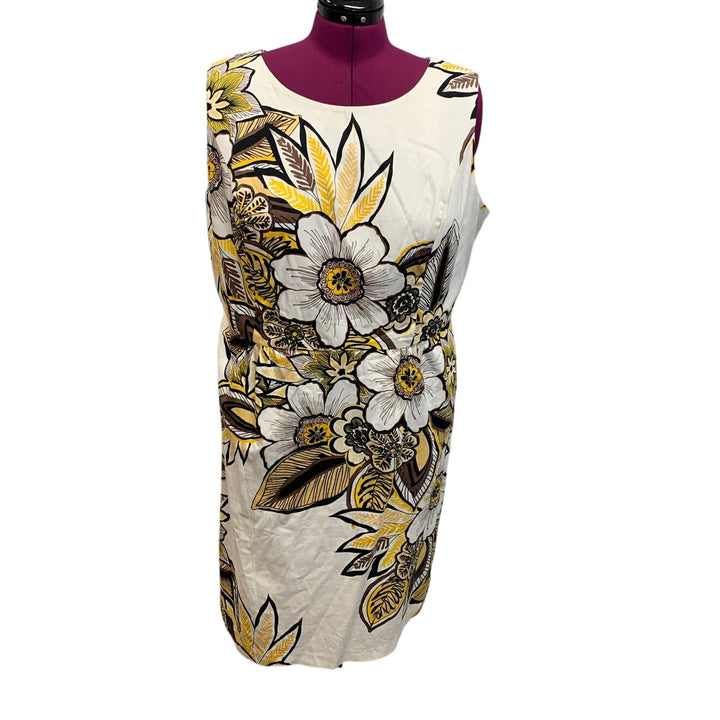Jones New York Woman Size 20W Large Floral Print Sleeveless Sheath Dress