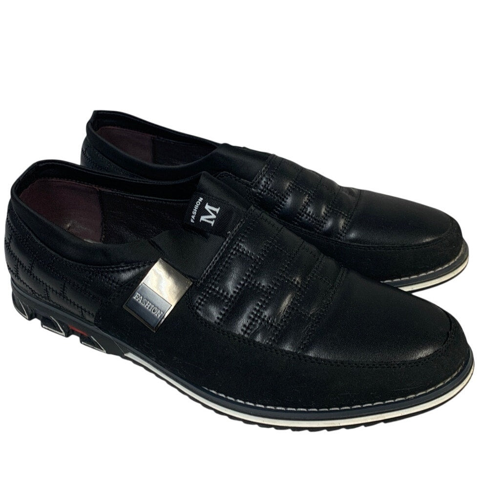 Cosidram Mens Size 11 Black Loafers Slip On Low Top Round Toe Casual Shoes