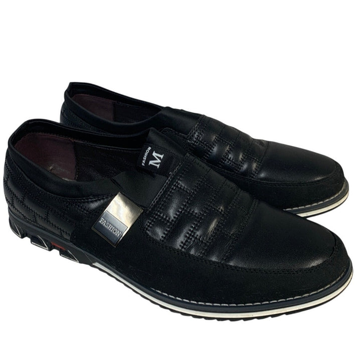 Cosidram Mens Size 11 Black Loafers Slip On Low Top Round Toe Casual Shoes
