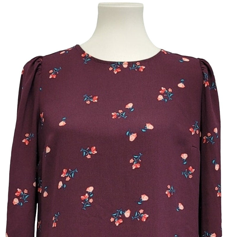 Old Navy Womens Small Long Sleeve Plum Floral 100% Polyester Sheath Dress