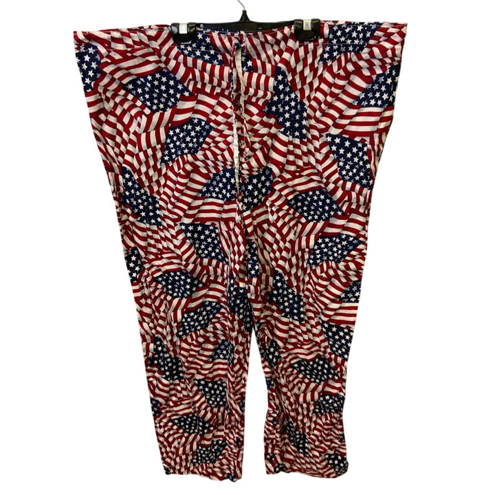 Handmade XL American Flag 100% Cotton Drawstring Long Sleepwear Pants