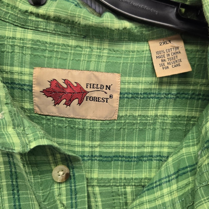 Field N Forest Mens 2XLT Plaid Short Sleeve Button Down Shirt w Front Pocket