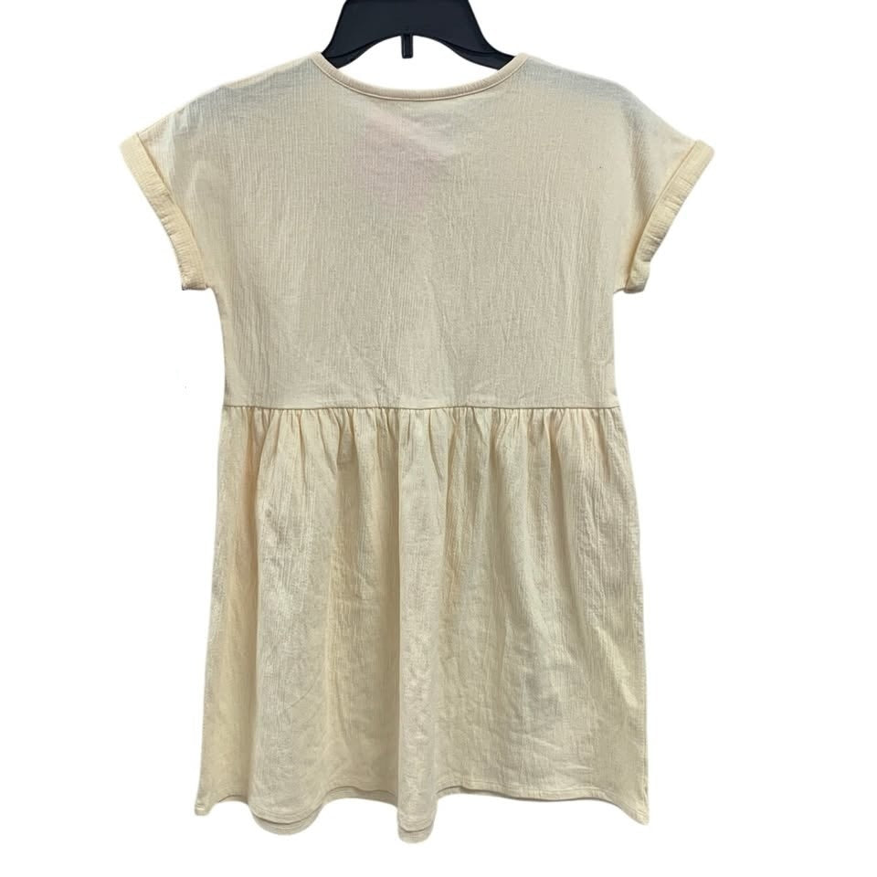 New Cat &amp; Jack Girls Medium (8) Pastel Yellow Cotton Blend Short Sleeve Dress