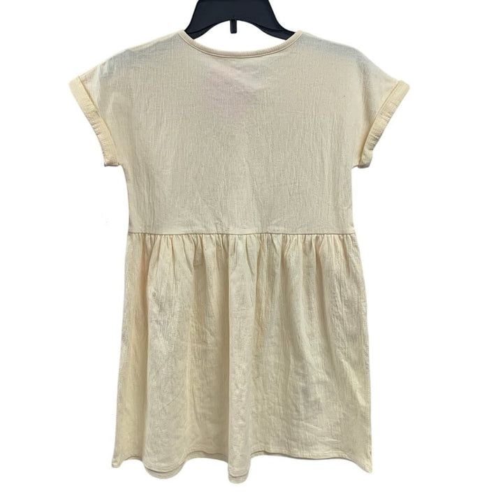 New Cat &amp; Jack Girls Medium (8) Pastel Yellow Cotton Blend Short Sleeve Dress