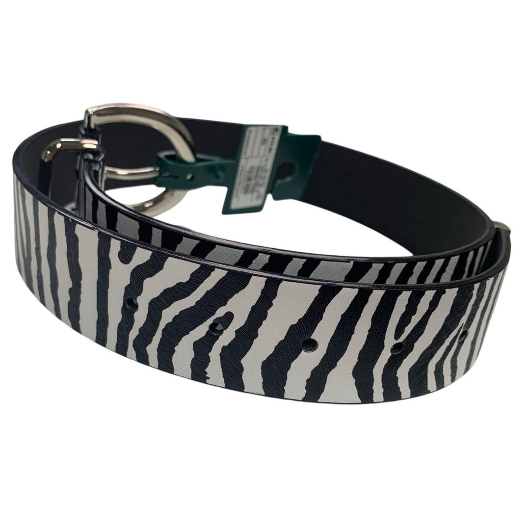 New Wild Fable Womens XS Zebra Stripe Faux Leather Silver Buckle Fashion Belt