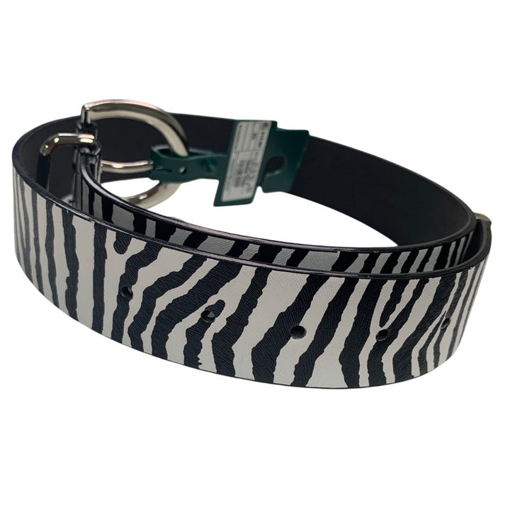 New Wild Fable Womens XS Zebra Stripe Faux Leather Silver Buckle Fashion Belt