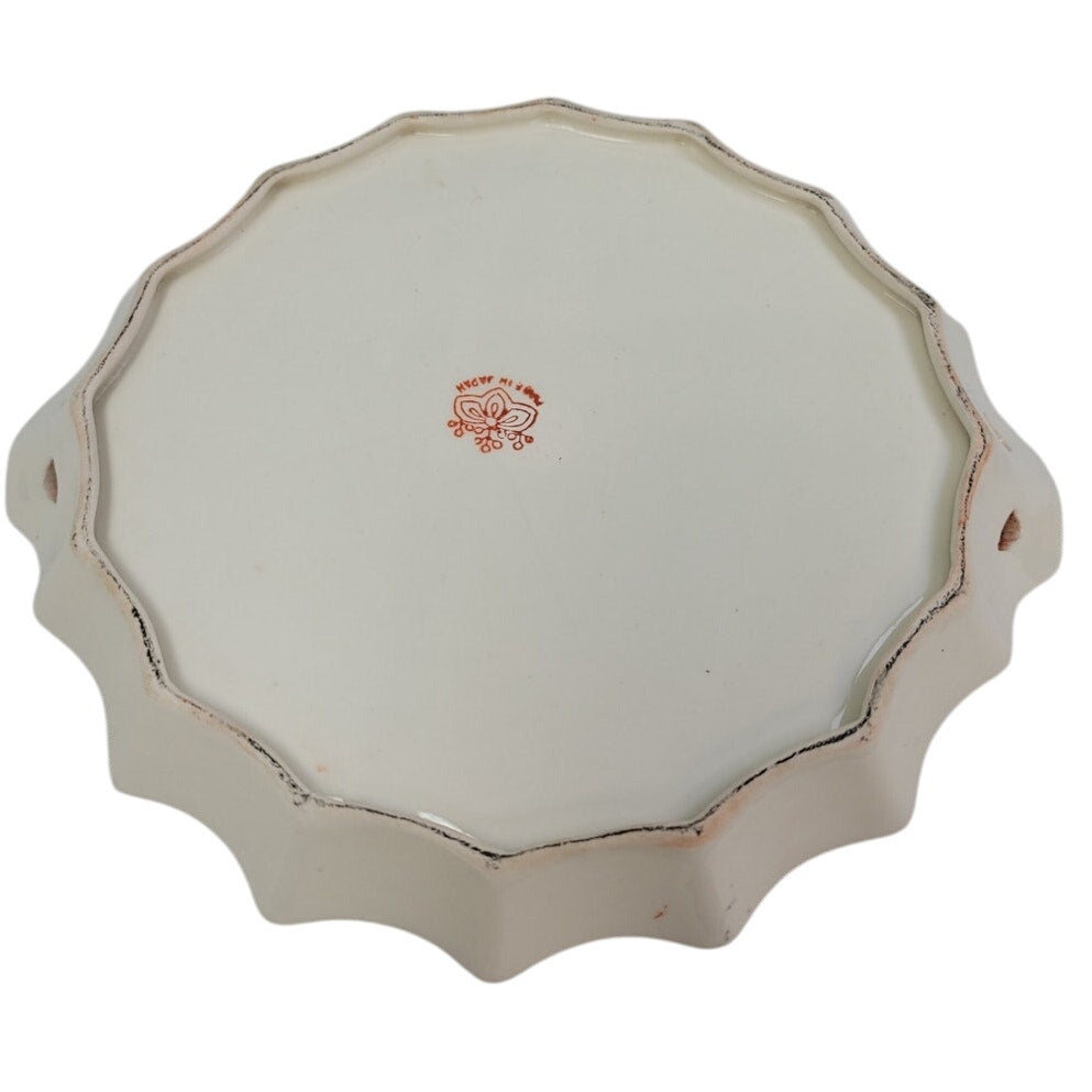 Vintage Japan Floral Roses &amp; Blue Bouquet Handled Fine China Dish, 7.5-Inch