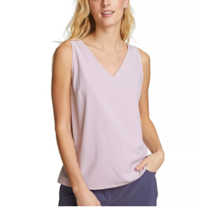 New Eddie Bauer Womens Iris Purple Departure V-Neck UPF 50+ Sleeveless Tank Top