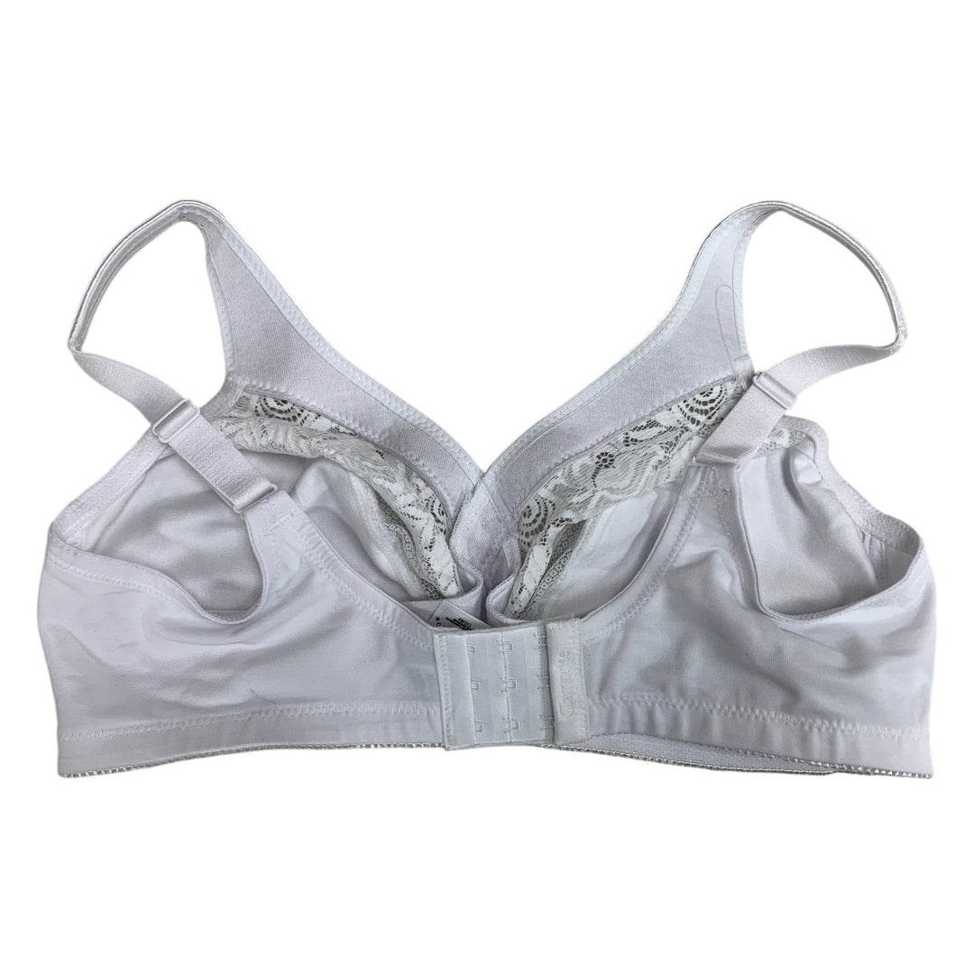 Glamorise Womens Size 38D White Unlined 3 Hook Wire Free Lace Thin Strap Bra