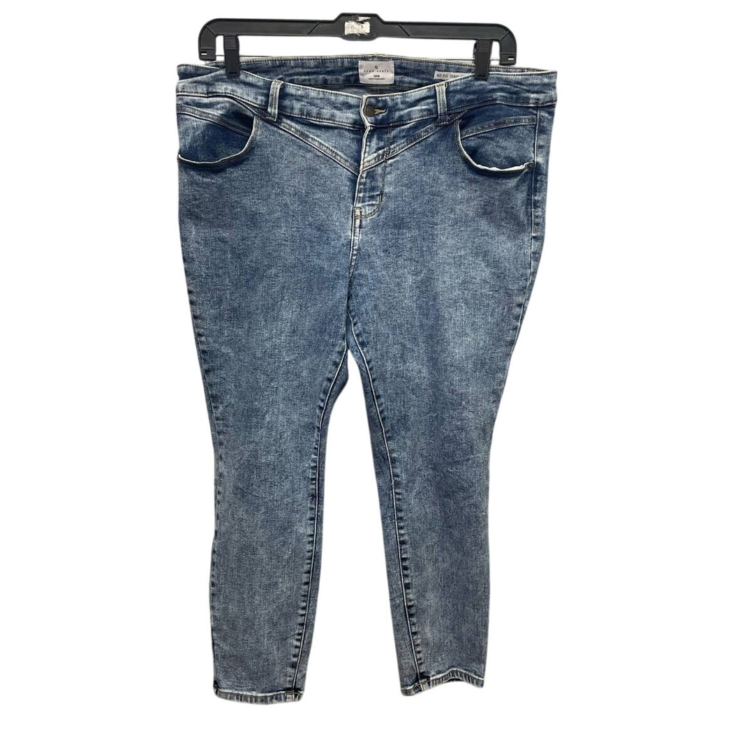 True Craft Womens 18W Vintage Style Mid-Rise Skinny Ankle Stonewash Denim Jeans