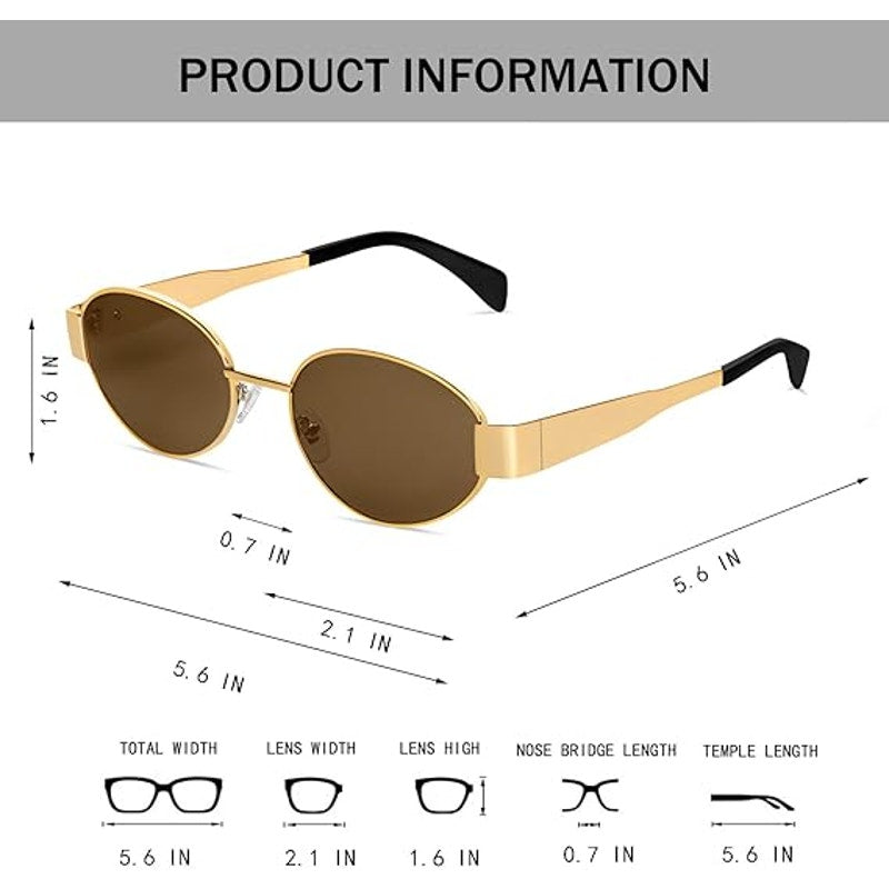 New Butaby Womens 2 Pairs Retro Oval UV400 Protection Gold Rim Sunglasses