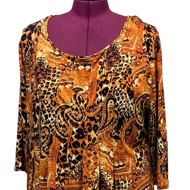 New York Collection 2X Lightweight Paisley Floral Stretchy Maxi Dress w Scarf
