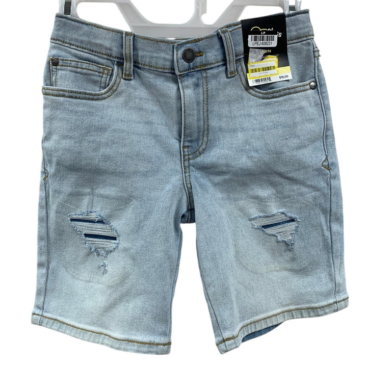 New Art Class Girls Medium (8) Adjustable Waist Distressed Denim Jean Shorts