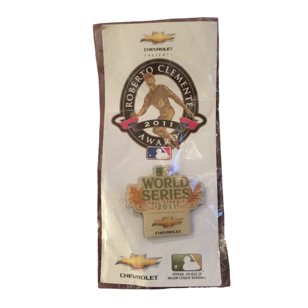 New In Package 2011 World Series Baseball Roberto Clemente Award Chevrolet Pin