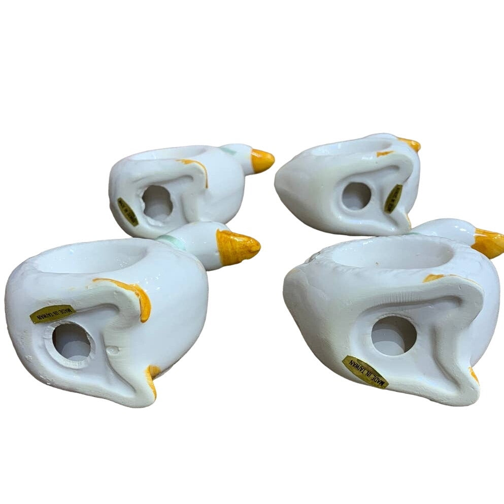 Vintage 1987 Artmark Set of 4 Ceramic Goose Napkin Holders in Original Box
