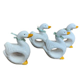 Vintage 1987 Artmark Set of 4 Ceramic Goose Napkin Holders in Original Box