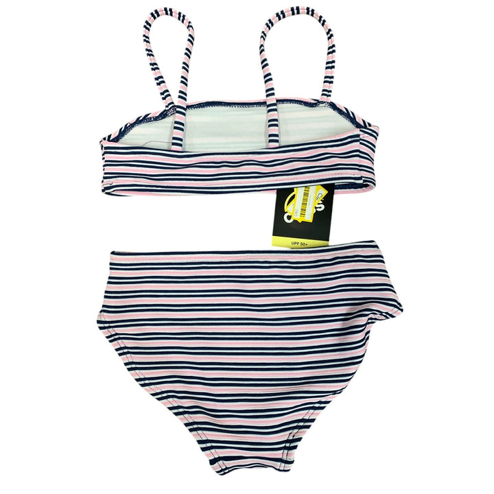 New Art Class Girls XS (4/5) UPF 50+ Blue Pink Striped Bikini 2PC Swimsuit