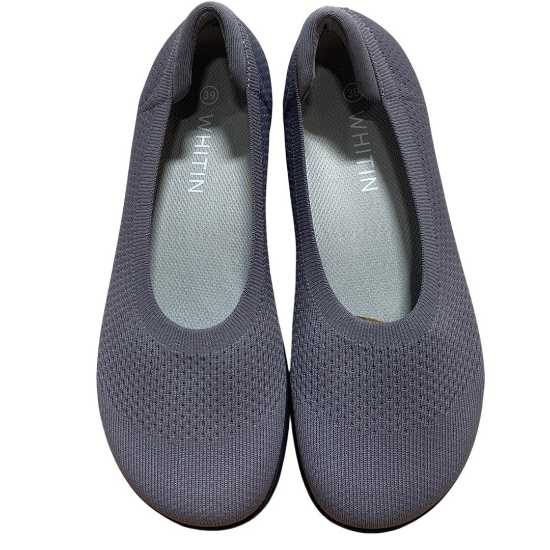Whitin Womens Size 8 Gray Mesh Ballet Flats Closed Round Toe Slip On Shoes