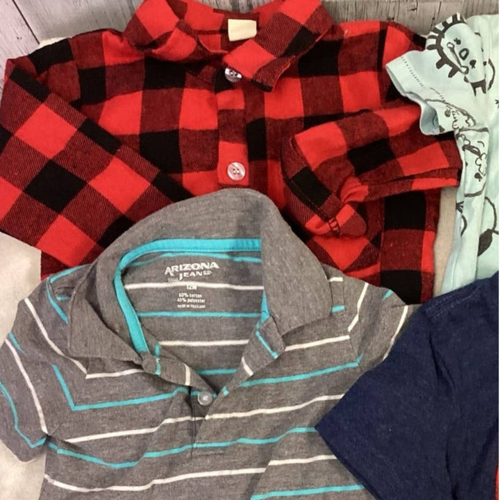 Lot of 7 Baby Boys 12 Months Arizona Jeans Osh Kosh Captain America Tops Jeans