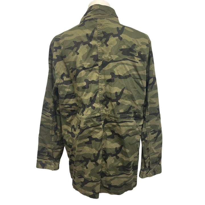 Serra Womens Large Camouflage Camo Long Sleeve Stretch Cotton Snap Up Jacket