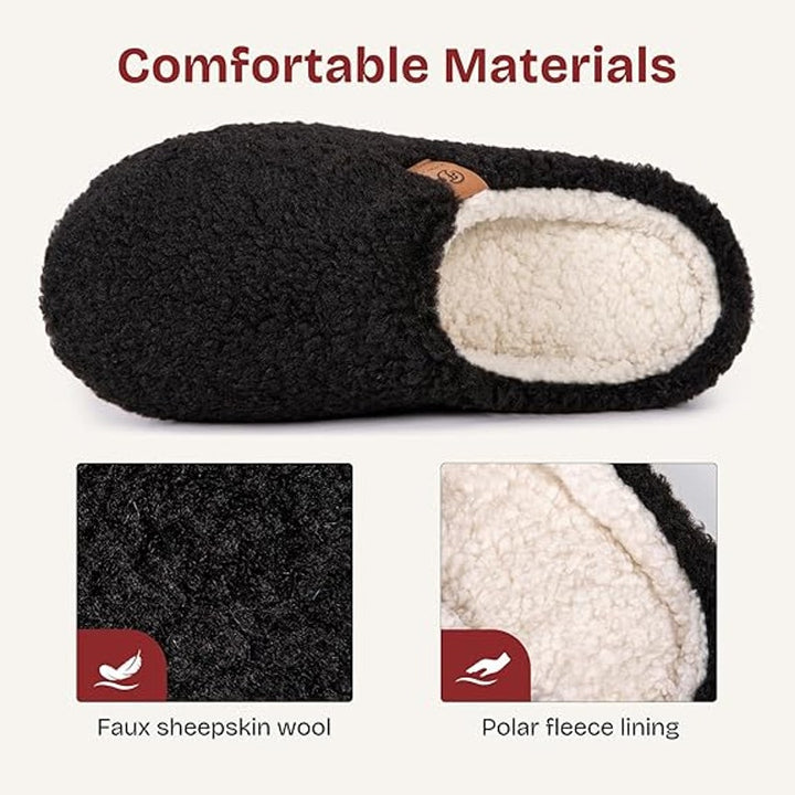 New EverFoams Womens Size 5-6 Black Slippers Soft Comfy Memory Foam House Shoes