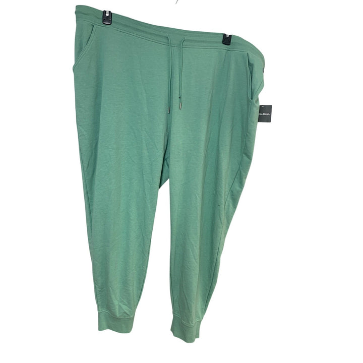 New Eddie Bauer Womens 3XL Plus Green Cozy Camp Metal End Drawstring Sweatpants