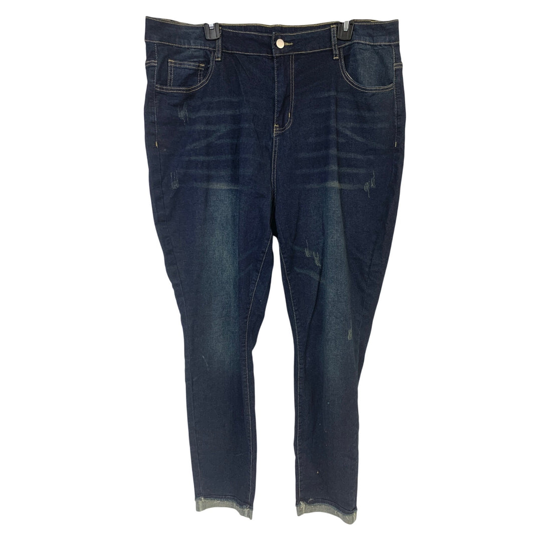 Womens Size 20W Blue Cotton Blend Whiskered Distressed Denim Blue Jeans