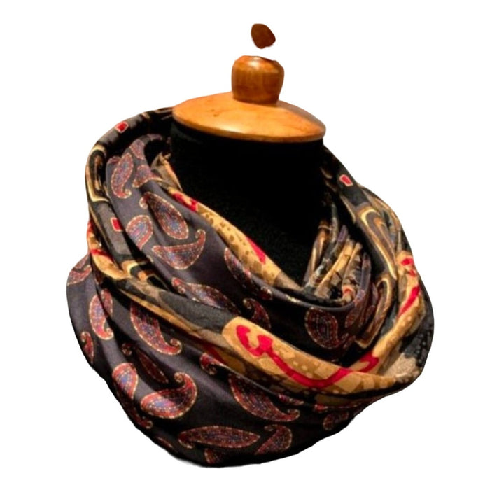 Handmade Upcycled Vintage Necktie Infinity Scarf, Brown Paisley
