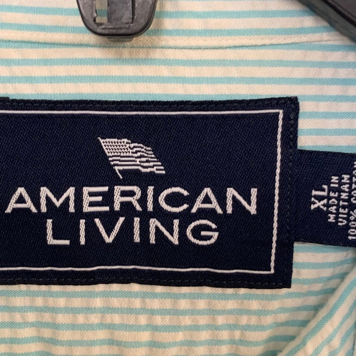 Lot of 2 American Living Mens XL Cotton Striped Button Up Seersucker Shirts EUC