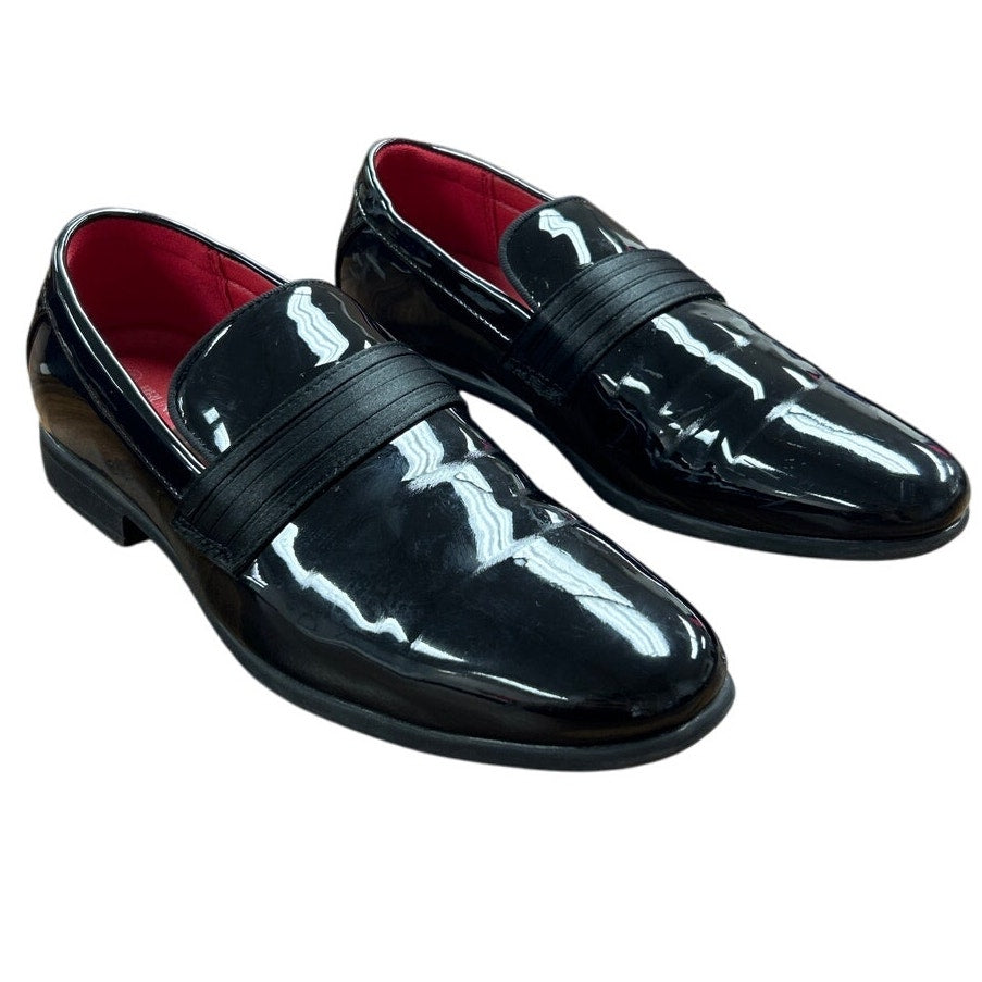 Bruno Marc Boys Size 6 Shiny Black Slip On Loafers Formal Low Heel Tuxedo Shoes